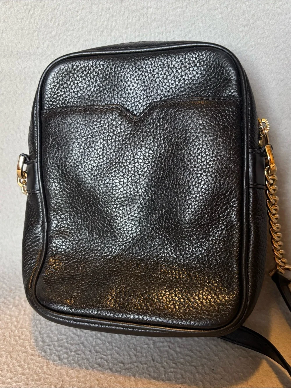 Michael Kors Black Pebbled Leather Jet Set Travel Medium Logo Crossbody Bag